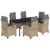 vidaXL Vrtna jedilna garnitura 7-delna z blazinami bež poli ratan