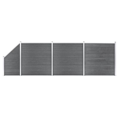 vidaXL WPC ograjni paneli 3 kvadratni + 1 poševni 619x186 cm sivi