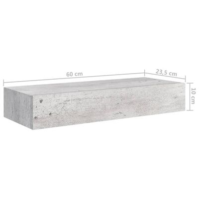 vidaXL Stenska polica s predalom betonsko siva 60x23,5x10 cm mediapan