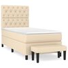 vidaXL Box spring postelja z vzmetnico krem 80x200 cm blago