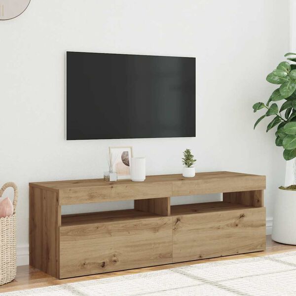 vidaXL TV omarica z LED artisan hrast 120x35x40 cm inženirski les