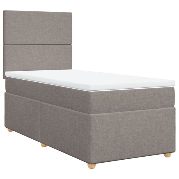 vidaXL Box spring postelja z vzmetnico taupe 100x200 cm blago
