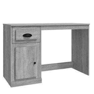 vidaXL Pisalna miza s predalom siva sonoma 115x50x75 cm inženirski les