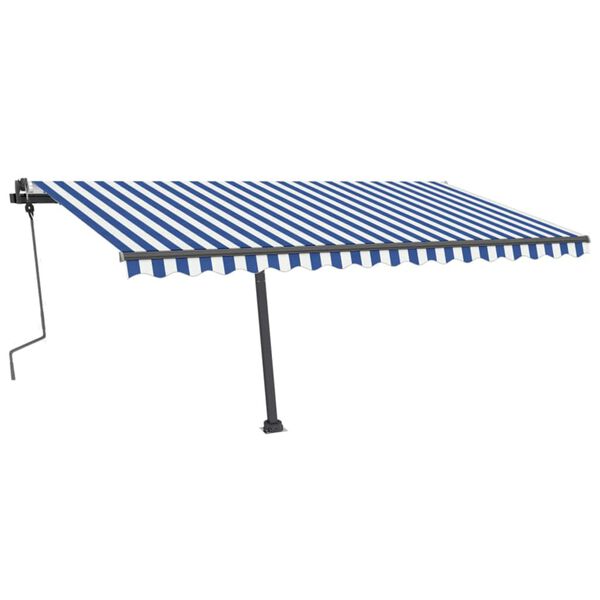 vidaXL Prostostoječa ročno zložljiva tenda 450x350 cm modra/bela