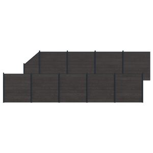 vidaXL Komplet ograj 10 kos 1657 x 186 cm WPC in aluminij Črna