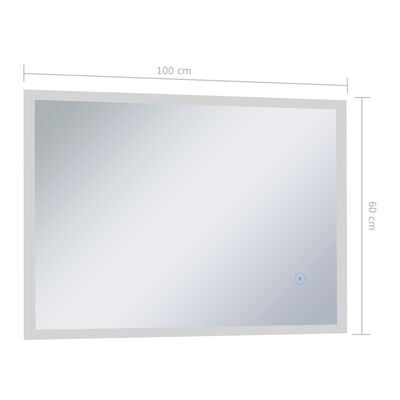 vidaXL Kopalniško LED stensko ogledalo s senzorjem na dotik 100x60 cm