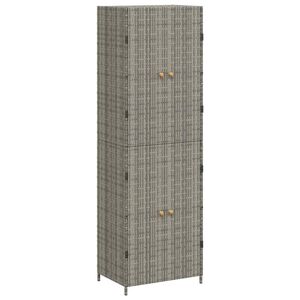 vidaXL Vrtna omara za shranjevanje siva 59x40x180 cm poli ratan