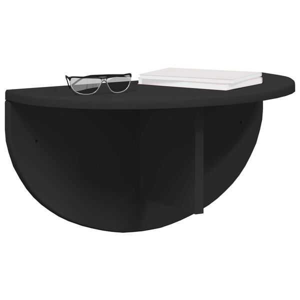 vidaXL Stenska polica Črna 48 x 24 x 24 cm Konstruiran les