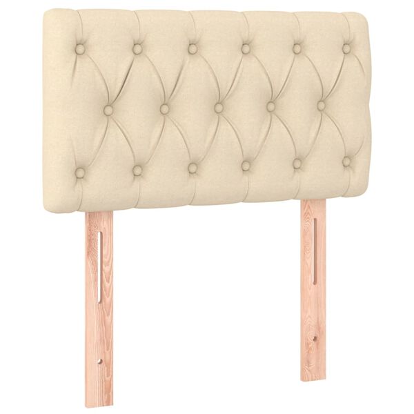 vidaXL LED posteljno vzglavje krem 80x7x78/88 cm blago