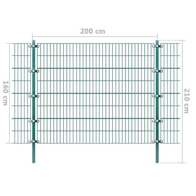 vidaXL Ograjni paneli s stebrički premazano železo 6x1,6 m zeleni