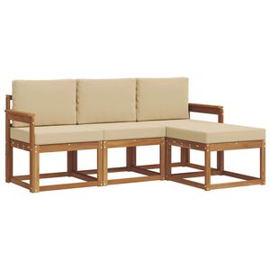 vidaXL Zunanja garnitura za sedenje z blazino 4 pcs Naravna in bež