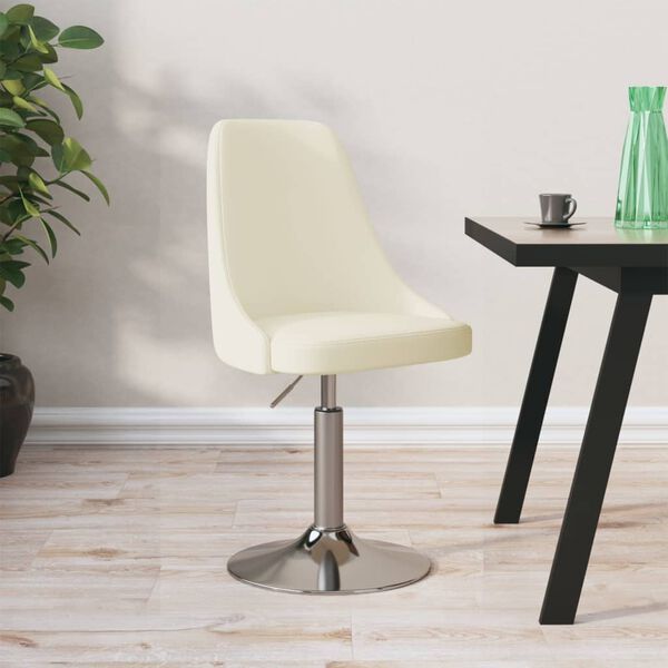 vidaXL Vrtljiv jedilni stol krem blago