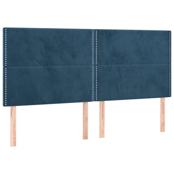 vidaXL Vzglavje postelje temno modro 180x5x118/128 cm žametno