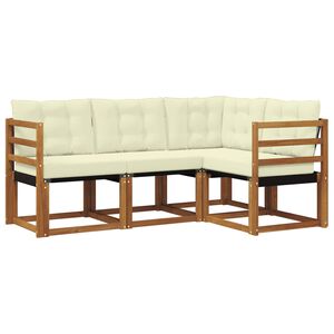 vidaXL Zunanja garnitura za sedenje z blazino 4 pcs Naravna in smetana