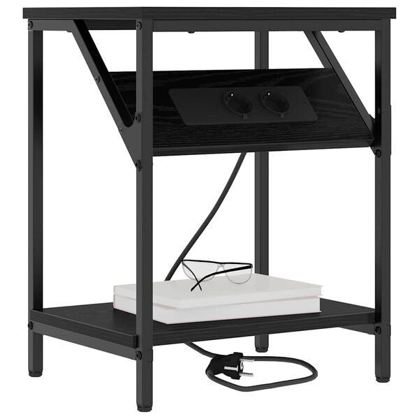 vidaXL Nočna omarica Črna Orehovina 38 x 30 x 48 cm Konstruiran les