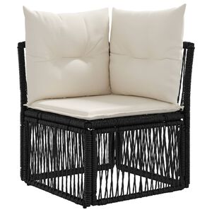vidaXL Kotna sofa Črna poli ratan