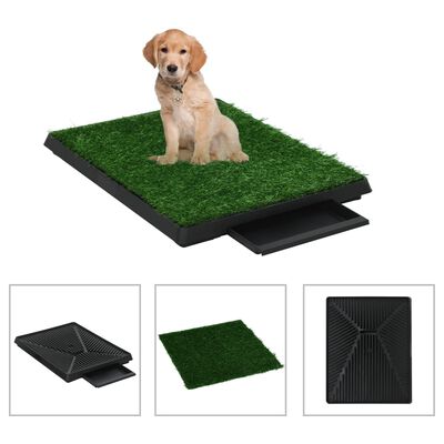 vidaXL Stranišče za hišne ljubljenčke z umetno travo zeleno 63x50x7 cm
