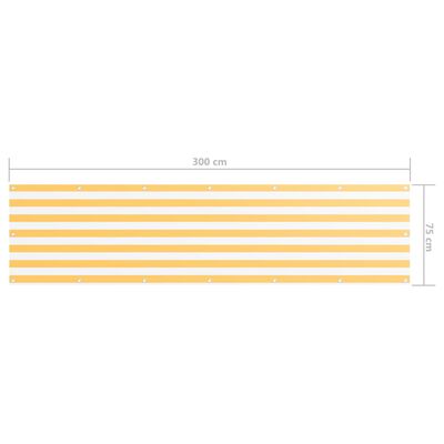 vidaXL Balkonsko platno belo in rumeno 75x300 cm oksford blago