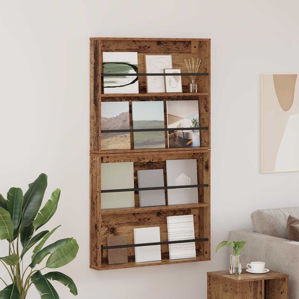 vidaXL Regal za revije 2 pcs Star les 80 x 12 x 70 cm Konstruiran les