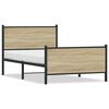 vidaXL Kovinski posteljni okvir brez vzmetnice sonoma hrast 100x200 cm