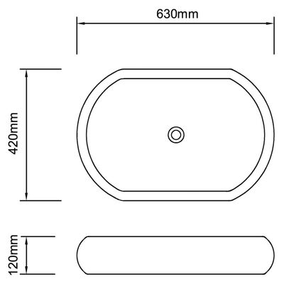 Luksuzni keramični ovalni umivalnik dimenzije 63 x 42 cm