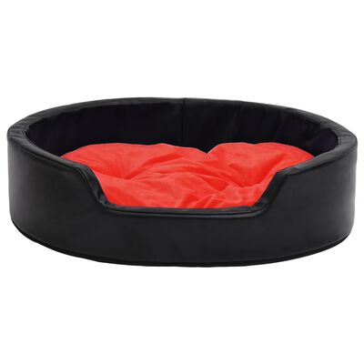 vidaXL Pasja postelja črna in rdeča 99x89x21 cm pliš in umetno usnje