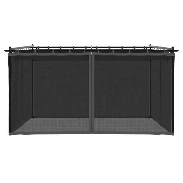 vidaXL Paviljon z mrežastimi stenami antracit 4x3 m jeklo