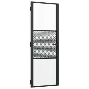 vidaXL Notranja vrata Črna 76 x 201.5 cm Kaljeno steklo in aluminij