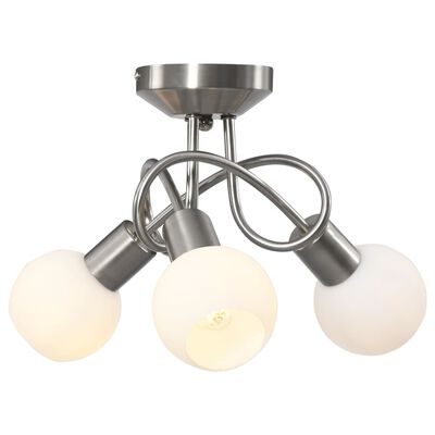 vidaXL Stropna svetilka s keramičnimi senčniki za 3 E14 žarnice bela