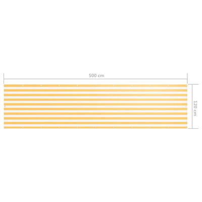 vidaXL Balkonsko platno belo in rumeno 120x500 cm oksford blago