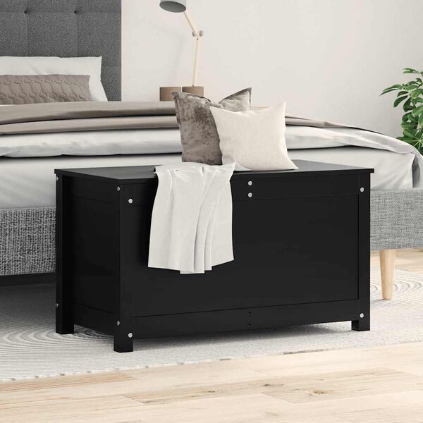 vidaXL &Scaron;katla za shranjevanje črna 80x40x45,5 cm trdna borovina