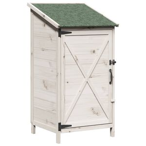 vidaXL Vrtno skladi&scaron;če Bela 59,5 x 56 x 113,5 cm Trdna smreka
