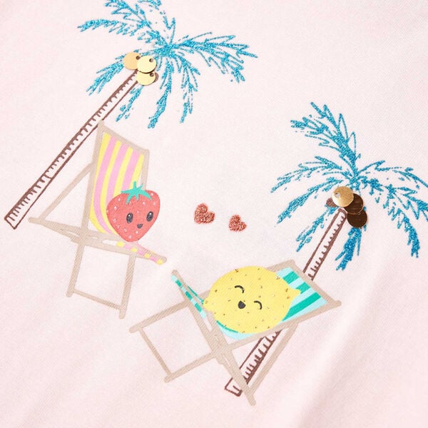 Otroška majica s kratkimi rokavi nežno roza 104