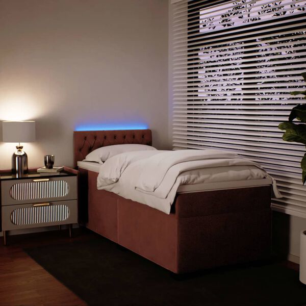 vidaXL Box spring postelja z vzmetnico roza 90x200 cm žamet