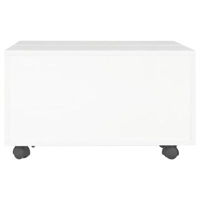 vidaXL Klubska mizica visok sijaj bela 60x60x35 cm iverna plošča