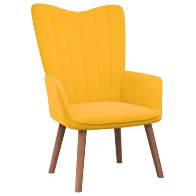 vidaXL Gugalni stol s stolčkom gorčično rumen žamet