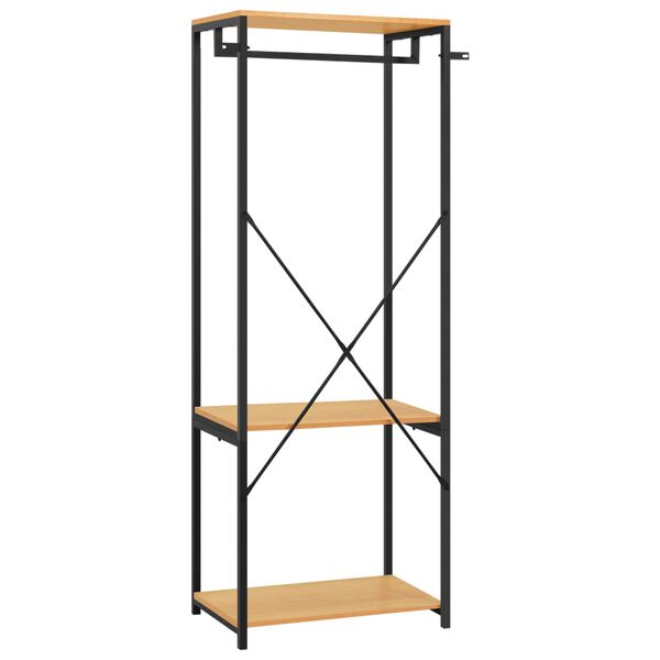 vidaXL Garderobna omara črna in hrast 60x40x167 cm kovina + iverna pl