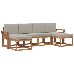 vidaXL Zunanja garnitura za sedenje 6 pcs Naravna in svetlo siva