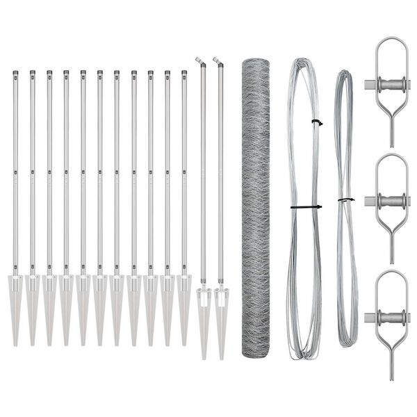 vidaXL Steber ograje. srebrna 25 x 1,6 m (50 mm mreža) Jeklo