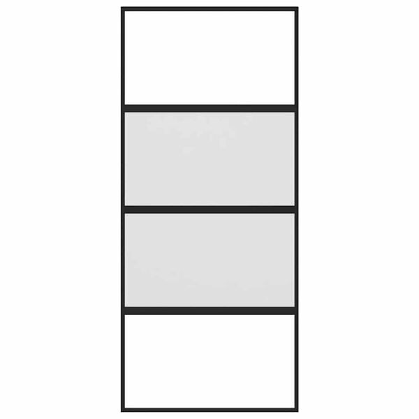 vidaXL Drsna vrata črna 90x205 cm kaljeno steklo in aluminij