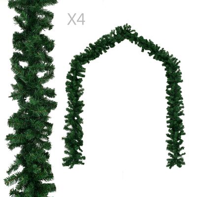 vidaXL Božične girlande 4 kosi zelene 270 cm PVC