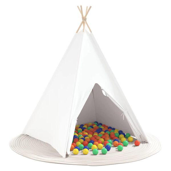 vidaXL Teepee šotor Bela 120 x 120 x 150 cm Tkanina in plastika