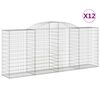 vidaXL Obokana gabionska ko&scaron;ara 12 kos 300x50x120/140cm cinkano železo