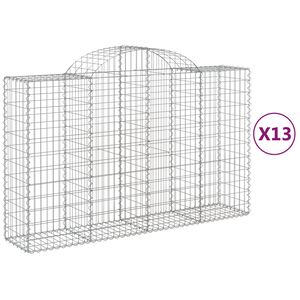 vidaXL Obokana gabionska ko&scaron;ara 13 kos 200x50x120/140cm cinkano železo