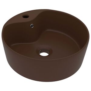 vidaXL Razko&scaron;en umivalnik mat temno rjav 36x13 cm keramičen