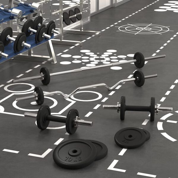 vidaXL Dalj&scaron;a in kraj&scaron;a palica z utežmi 60 kg lito železo