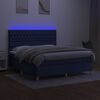 vidaXL Box spring postelja z vzmetnico LED modra 160x200 cm blago