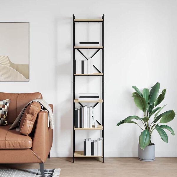 vidaXL Knjižna polica Sonoma hrast 40 x 30 x 189,5 cm Konstruiran les