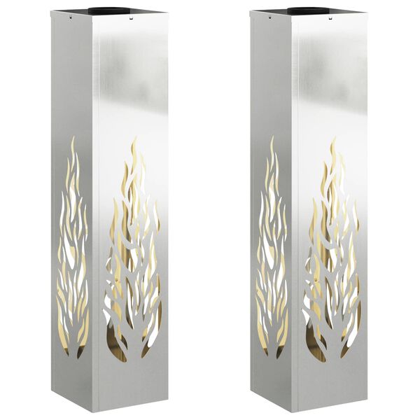 vidaXL Solarno LED svetilo za pot 2 pcs srebrna Cinkana Jeklina