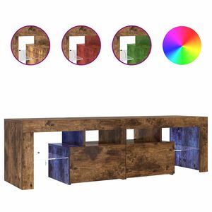 vidaXL TV omarica z LED lučkami dimljeni hrast 140x36,5x40 cm